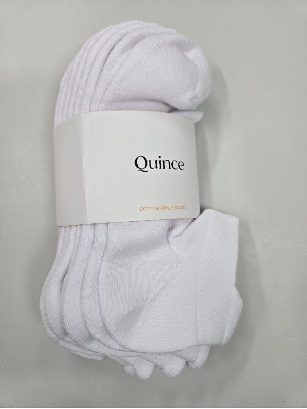NWT QUINCE 4 Pack Everyday Cotton Solid Ankle Socks White 8218 - Picture 4 of 9